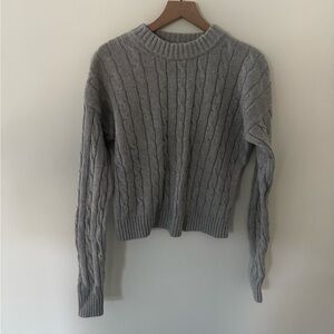 GAP Women's Gray Cable Knit Sweater, 100% cotton